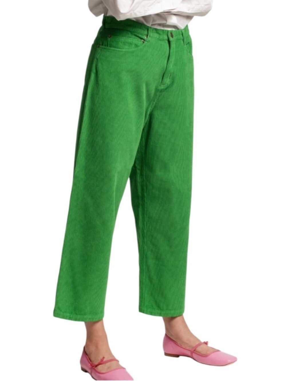 Frances Valentine Jane Kelly Green Corduroy Cropped Pants 14